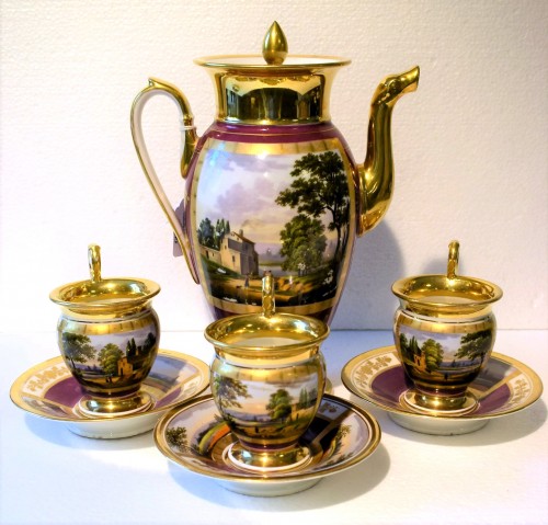 Hand-painted Porcelain Service - Paris Manufacture - 19th century - Restauration - Charles X